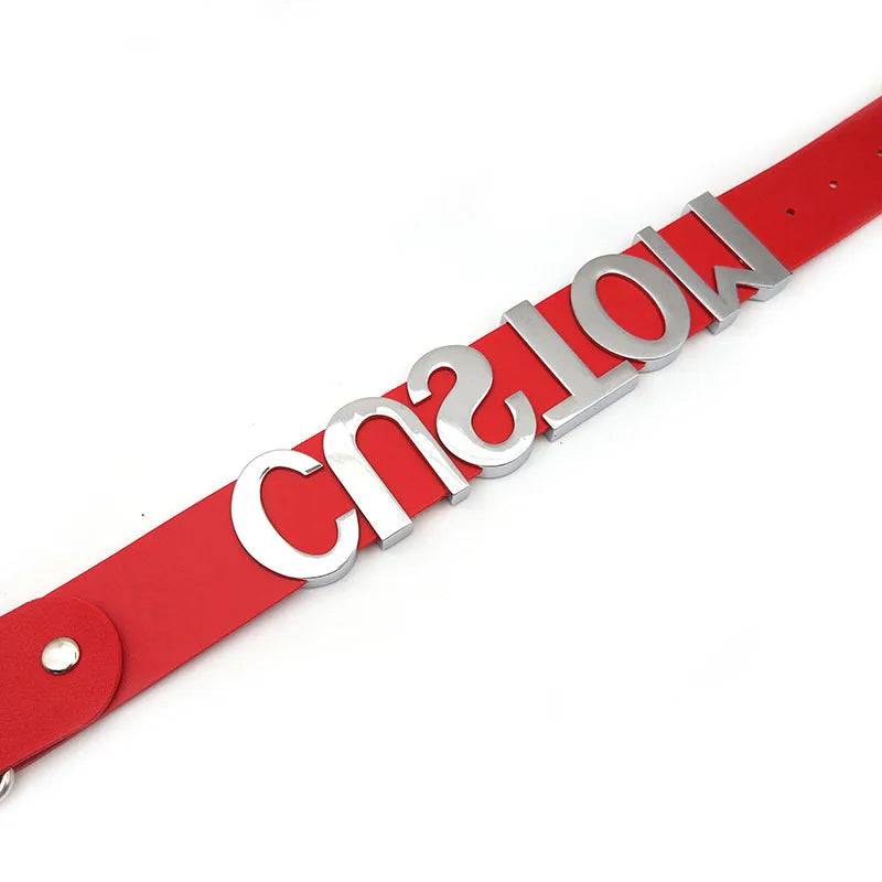 Punk Red PU Personalized Custom Letters Collars Choker Necklace Sexy Customized Name Buckle Chocker Jewelry