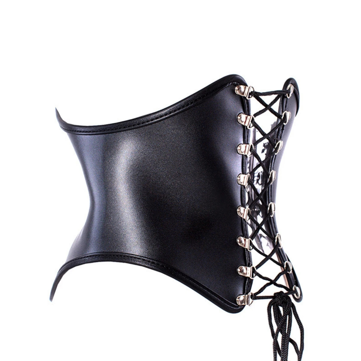 Waist Training 24cm Front Length Tight Lacing Korset for Women Black Leather Underbust Corset Body Shaper