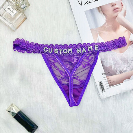 Custom Thongs Lingerie Sexy Bikini with Letters Name G-String Waist Chain Women Body Chain Lace Thong Personalized Unique Gift