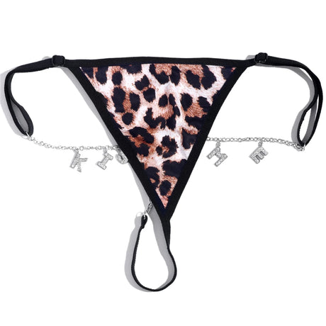 Customize Name Crystal Letters Waist Body Chain for Women Sexy Leopard Underwear Bikini Thong Body Jewelry Valentine's Day Gift