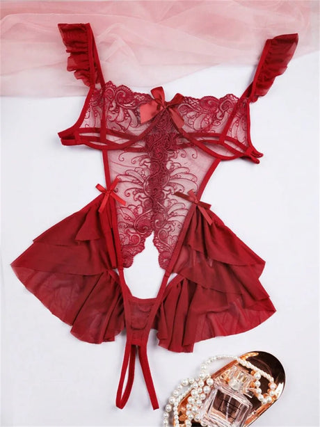 Plus Size S M L XL 2XL 3XL Sexy Lingerie Women Adult Teddy Babydolls Sex Clothes Bodysuit Exotic Pajamas Straps Deep V Open Bra