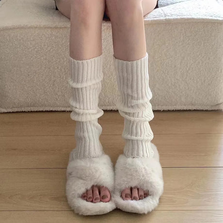 Woman Leg Warmer Autumn and Winter Wide Legs Black White Lolita Socks for Women Stripe Socks