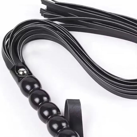 63CM BullWhip PU Leather Customizable 6 Beads Handle Horse Whip for Equestrian Riding Equestrianism Horse Whips
