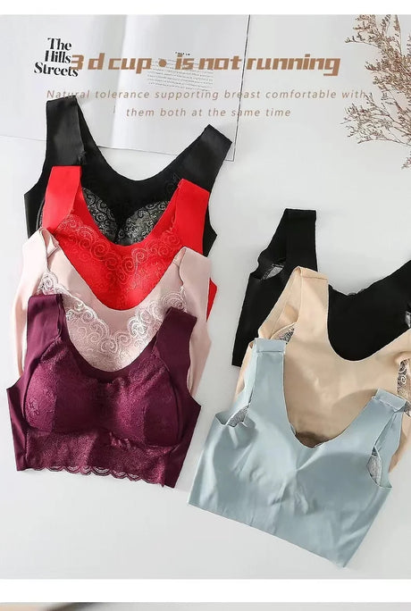 WomenBeautiful Back Bra Large Size Fat Mm Bra Gathered and Traceless Thin Cotton Strapless Underwear Without Steel Ring Vest