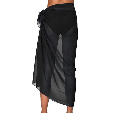 Summer Women Short Solid Sarong Swimsuit Coverups Beach Bikini Wrap Sheer Short Skirt Chiffon Skirt Scarf Swimwear Cover-ups