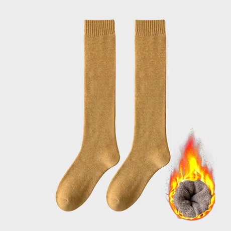 Socks women's Winter Warm Long Stockings Thick Thermal Cotton Terry Solid Harajuku Breathable Thicken Casual Knee High Socks