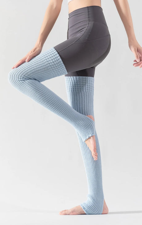 Women's Yoga Thigh-high Leg Warmers with Leg Protection, Long Tube Leg Coverings, Foot-stretching Knee-length Socks