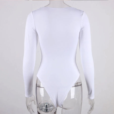 Long Sleeve Bodysuits Spring 2025 Square-Cut Collar Solid Bodycon Elastic Romper Sexy Y2k Women Clothing Fashion Club Party 2520