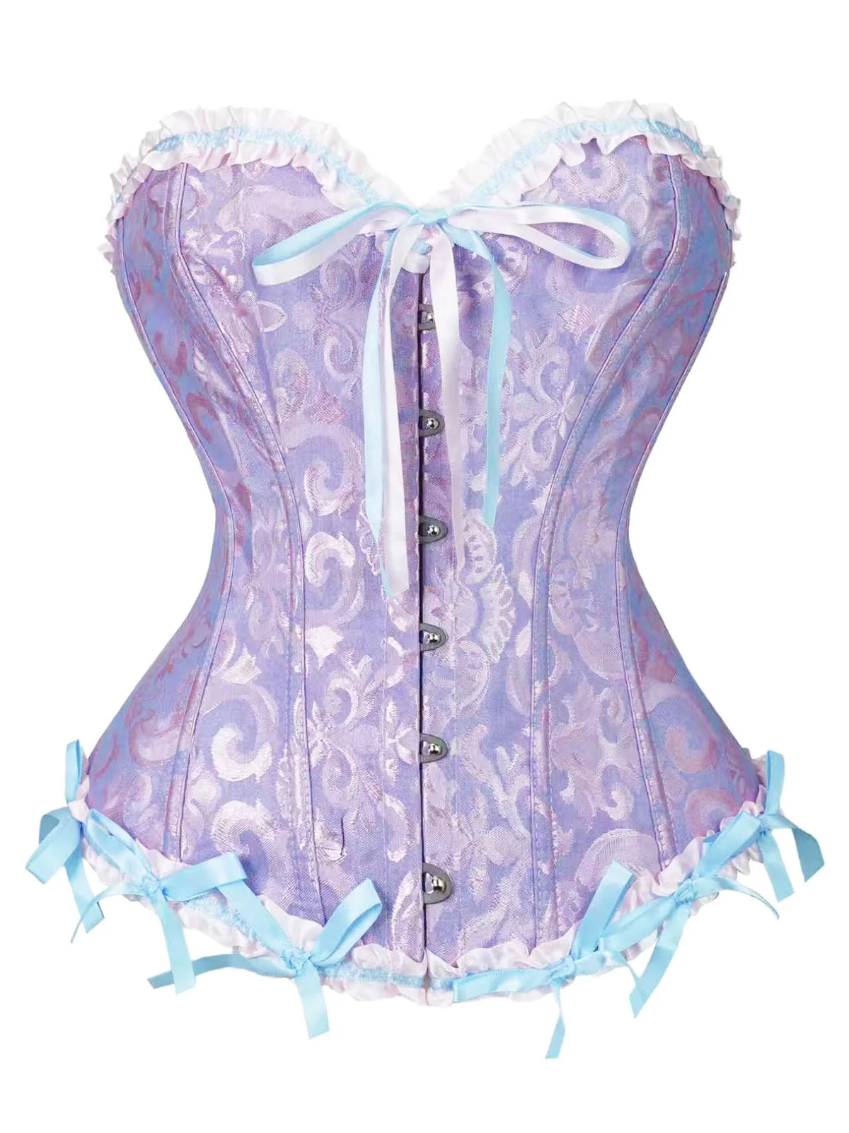 Women Bustier Corset Victorian Gothic Jacquard Front Busk Waist Cincher Halloween Party Wear