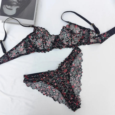 Toucheart Erotic Lingerie Women's Lace Leopard Print Body Shaping Push-up Luxurious Seductive Intimate Bra Large Size Thin Set