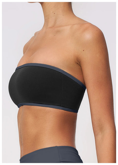 Summer Strapless Sports Bra Color blocked Women Quick-Drying Yoga Bra Women's Tube Top Fitness Chest Wrap Underwear Workout Bras