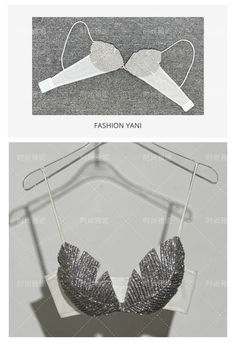 New Internet Celebrity Diamond Studded Bikini Tops, Bras, Stage Performance Costumes, Sexy Luxury Bras, And Chest Accessories