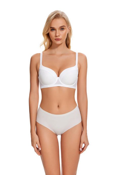 Sheroine Plus Size T-Shirt Bra, Push Up Underwire Lightly Padded Full Coverage Plunge Bras for Women Supportive Comfort