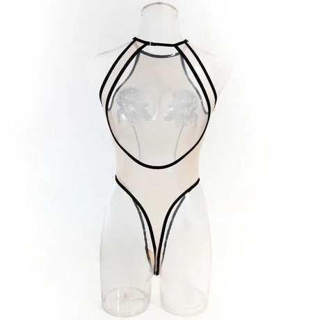 Toucheart Erotic Bodysuit Women's Printed Mesh Jumpsuit Sexy Intimate Hollow See-through Backless One-piece Underwear for Women