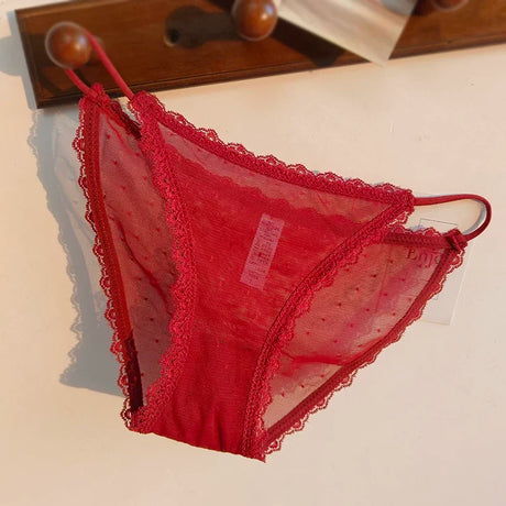 Women's underwear sexy seamless lace hollow out gauze ribbon middle waist female panties ladies breathable comfortable lingerie