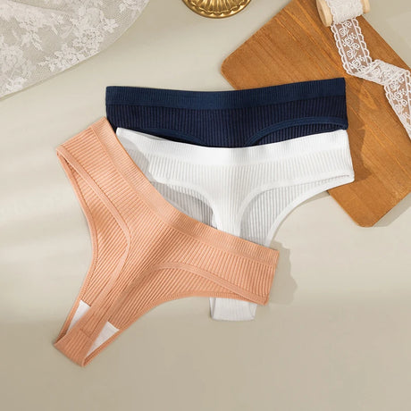 BZEL 8PCS/Set Women's Panties Cotton Thongs Female Simple Breathable Underwear Sexy Lingerie Comfortable Striped Woman G-Strings