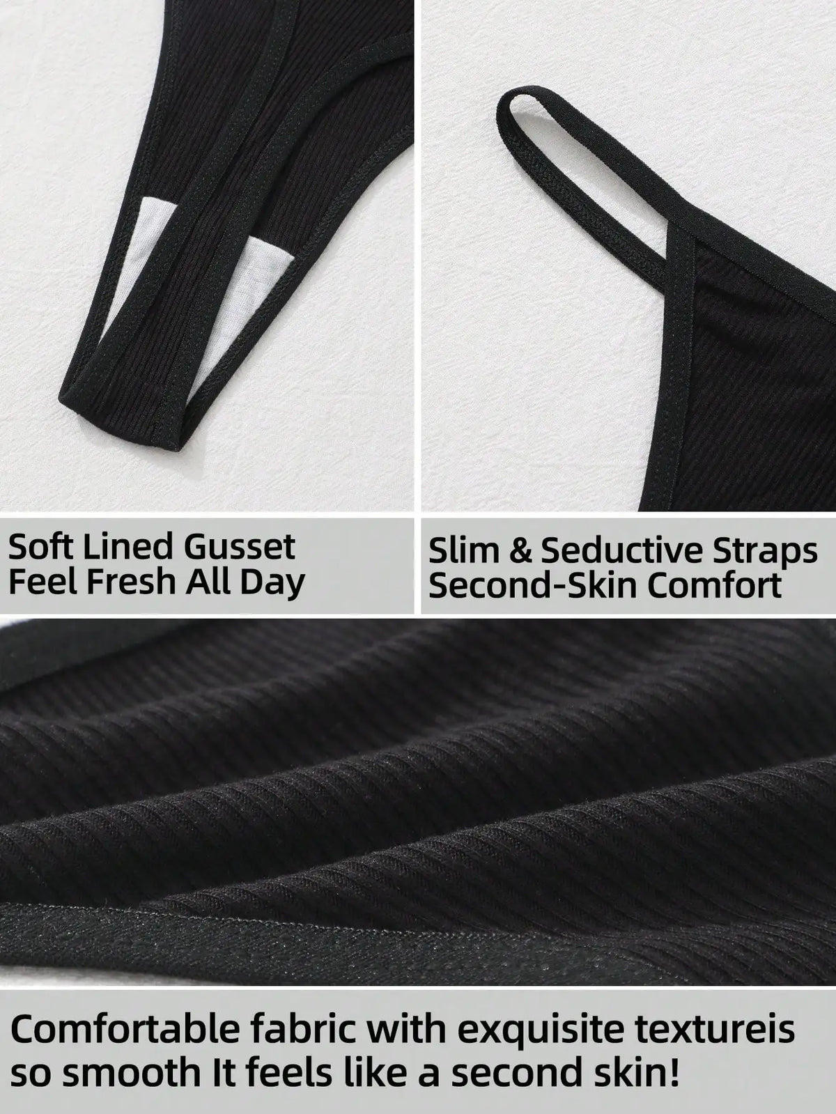 9Pcs Sexy Thong Panties Ribbed Low Waist Seamless Thongs Soft Briefs Breathable Comfortable G-String Underwear Simple Style