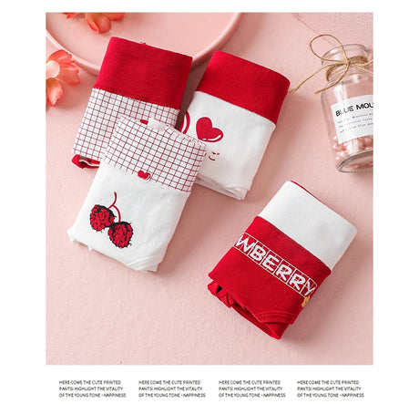 High Waist 4Pcs/Set Cotton Panties Women Body Slimming Underwear Breathable Cute Young Girls Briefs Female Lingerie