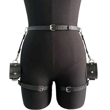 Ladies' Sexy Decorative Belt Leather Thigh Strap, Vest, Restraint Strap, with Leather Bracelet, Bdsm Fetish Clothing Accessory