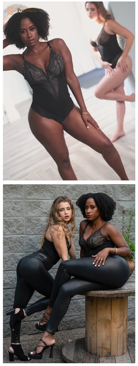 Soft Bodysuit Silky Touch Layer Bodysuits 2 Layers Shapewear Open Crotch Jumpsuit Soft Smooth Body Shaper Lace Bodysuits