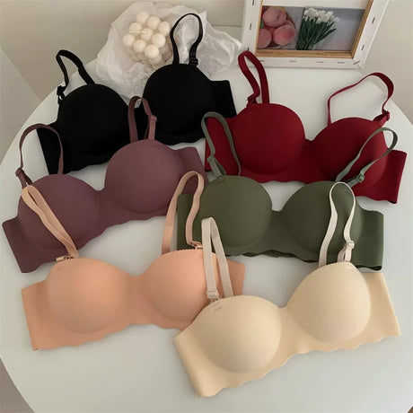 Women's Small Chest Underwear Seamless Push Up Bras Wireless Bralette Detachable Straps Breathable Brassiere Backless Lingerie