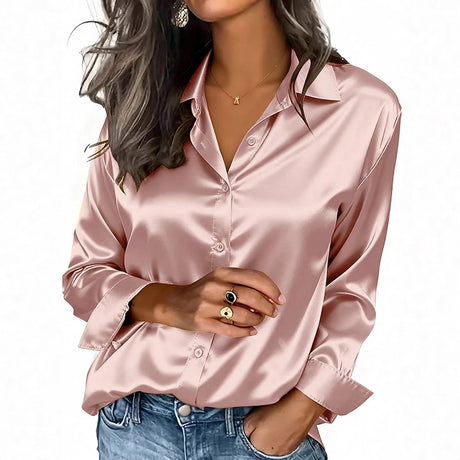 Spring And Autumn Women's Lapel Shirt Button Cardigan Top Black Green Red Elegant Fashion Office Basic Blouses For Female Shirts