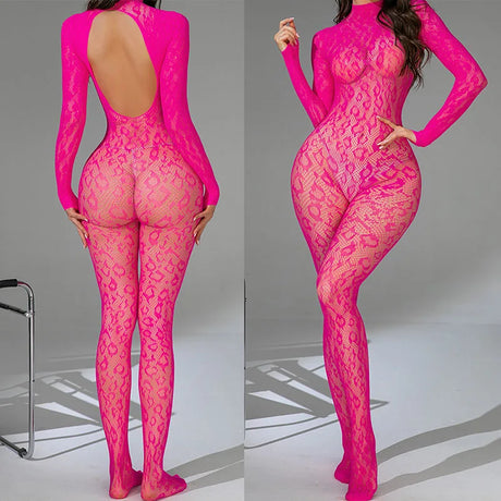 Hot Sexy Leopard Fishnet Bodysuit Women Sexy Lingerie Porn Roleplay Outfits Erotic Sheer Bodystockings Lace Underwear Sexy Set