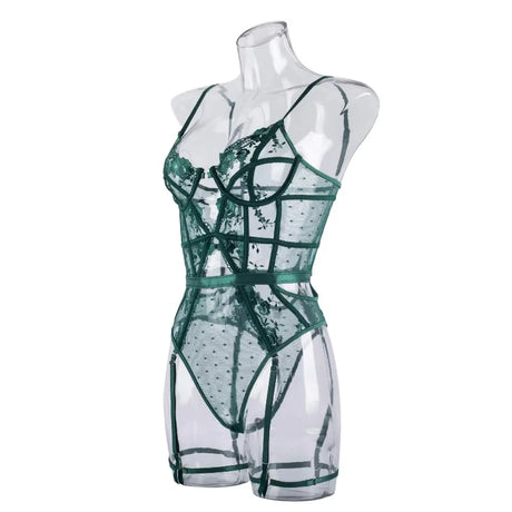 Toucheart Lace Sexy Skinny Babydoll Bodysuit Embroidery Erotic Private Adult Suit Solid Color Patchwork High Waisted Sexy Set