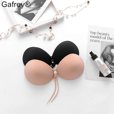 Self Adhesive Invisible Bra Silicone Chest Stickers Women Gathering Flat Chest Display Big Push Up Bra for Night Dress Bridal