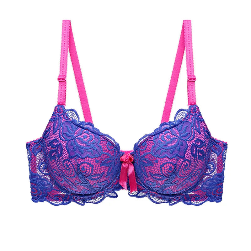 Sexy Lace Push Up Bra for Women - Underwire Demi Cup Lingerie - Comfortable Wireless T-Shirt Bras Ultra Thin Breathable Support