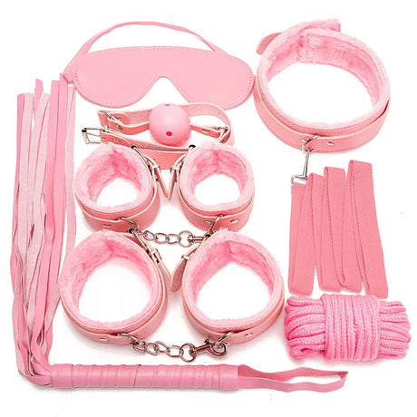 7Pcs Bondage Adult Toy Set, Blindfold & Gag Restraint Kit for Couples