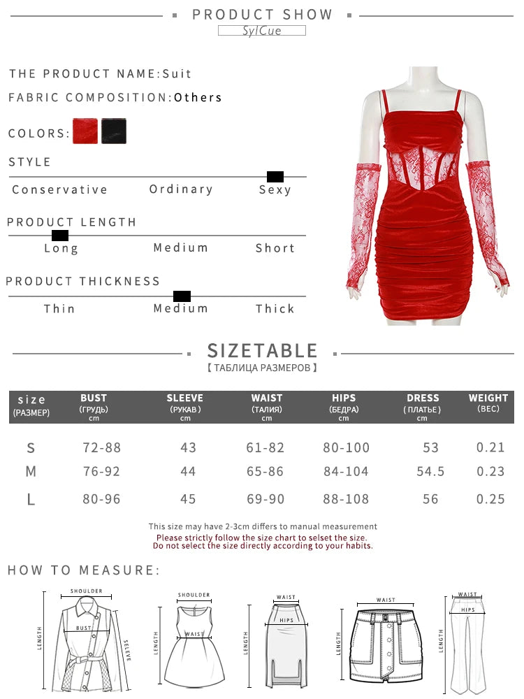 Sylcue Winter Bachelor Party Solid Color Velvet Tight Sexy Hot Mature Charm Women'S Fishbone Sling Dress With Lace Sleeve