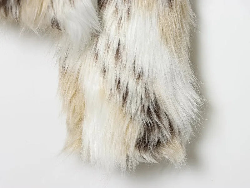 MUJER Faux Fur Women's Teddy Coat Cropped Plush Jacket Woman Winter Fluffy Coats for Women Outerwears New in Coats and Jackets