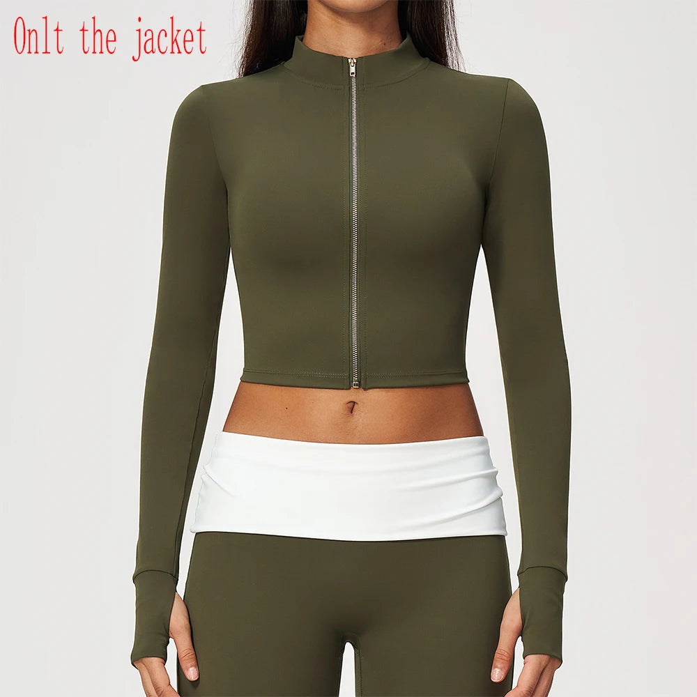 Yoga Long Sleeve Women's Zipper Sports Jacket Fitness Yoga Shirts Gym Top Activewear Running Coats Workout Clothes For Cycling