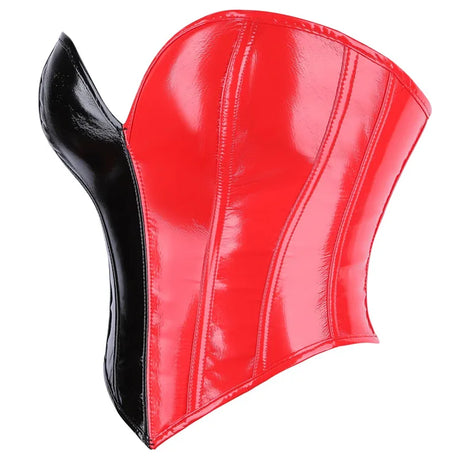 Black Shiny PVC Bustier Faux Leather Corset Crop Top Body Shaper Women Sexy Corselet Vest Plus Size