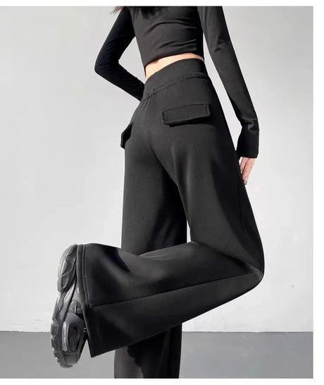Elegant Women's Pants Palazzo Flared Wide Killer High Waist OL Ladies Career Long Trousers
