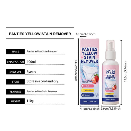 Underwear Stain Remover Spray 100ml Blood Secretion Yellow Spot Cleaner Gentle Skin Safe No Scrub Laundry Detergent for Lingerie