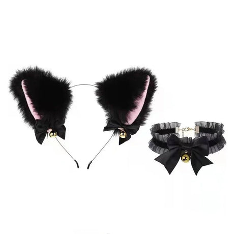Beautiful Masquerade Halloween Cat Ears Cosplay Cat Ear Party Costume Bow Tie Bell Headwear Headband Hair Accessories