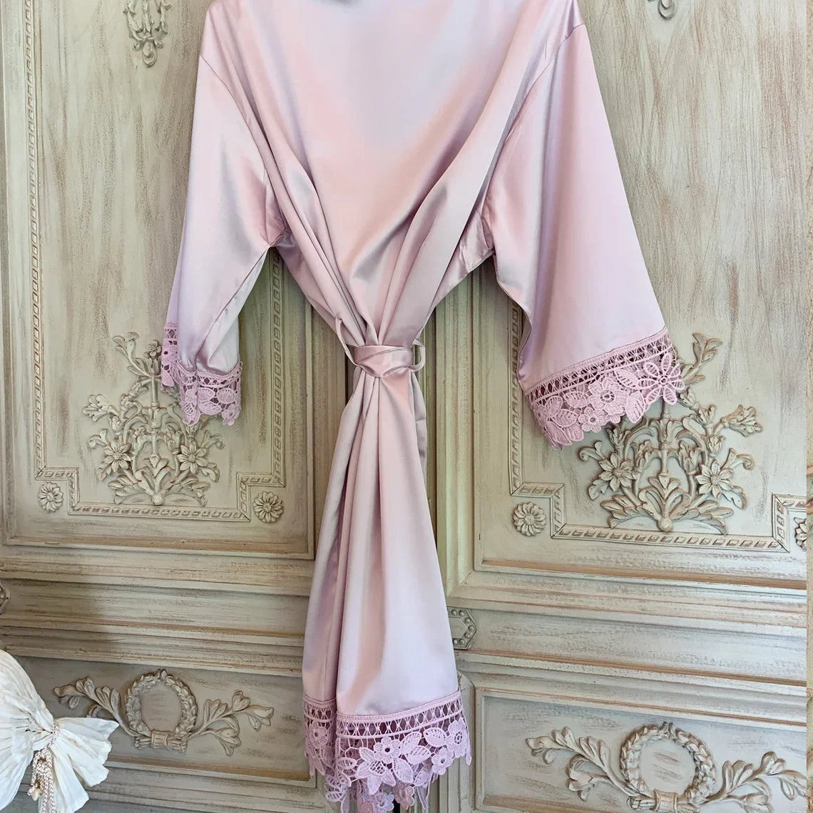 Personalised Sega Floral Wreath Robes Custom Bridal Robe Satin Wedding Bridesmaid Kimono Dressing Gown Bride to be Robe