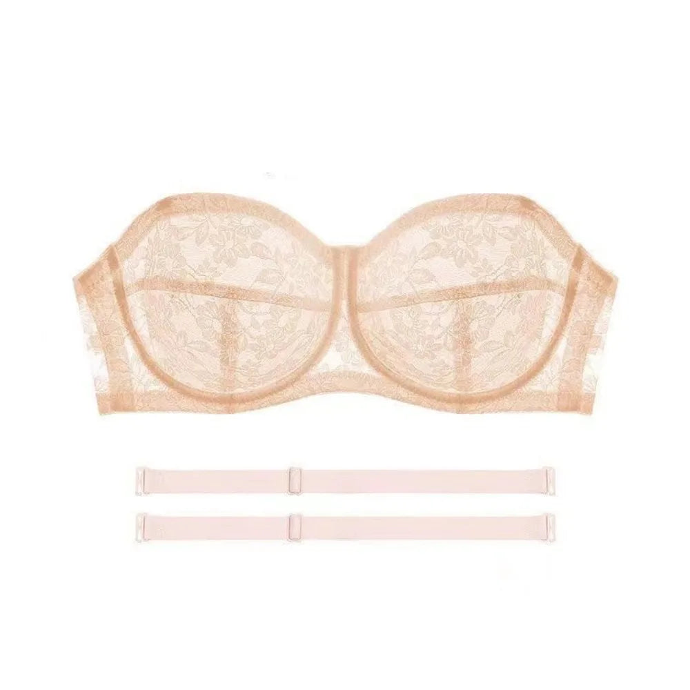 Mesh Thin Lace Transparent Bra Close-fitting Shockproof Seamless Invisible Bra Anti-sagging Lingerie Push Up Underwear Wedding