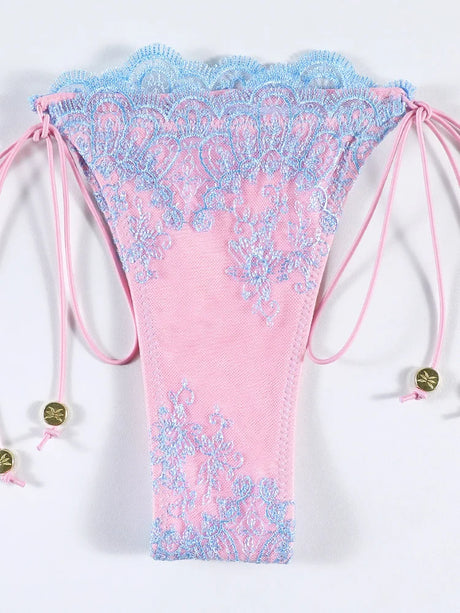 Triangle Swimsuit Pink And Blue Bikini Lace Design Bikinis High Cut Swimwear Halter Swimsuits Two-Piece Bathing Suit Sets