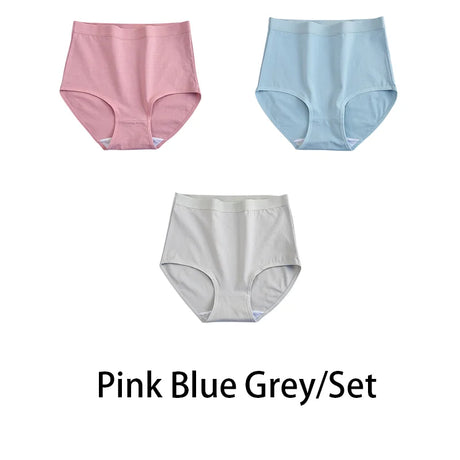 3PCS/Set M-3XL Women Plus Size Panties Cotton Underwear Lingerie 6 Solid Colors Sexy Female High Waist Seamless Briefs NKT2119