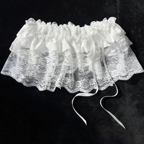 2026 Korean Ins Unique Lace Layered Gauze Skirts Lace Trim A-Line Short Cloth Mini Waist Skirts Harajuku Girl's White Skirts Y2K