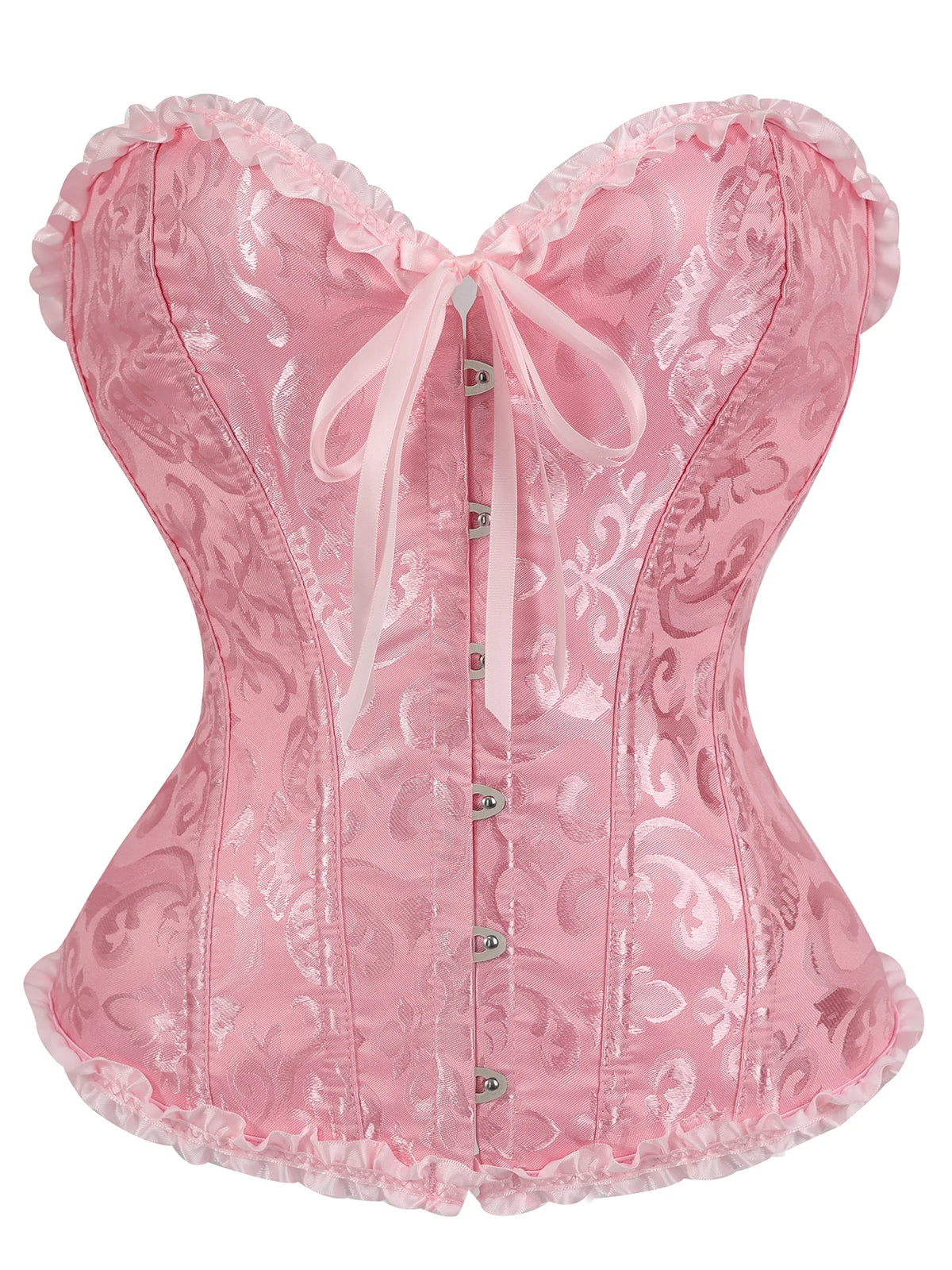 Women Bustier Corset Victorian Gothic Jacquard Front Busk Waist Cincher Halloween Party Wear