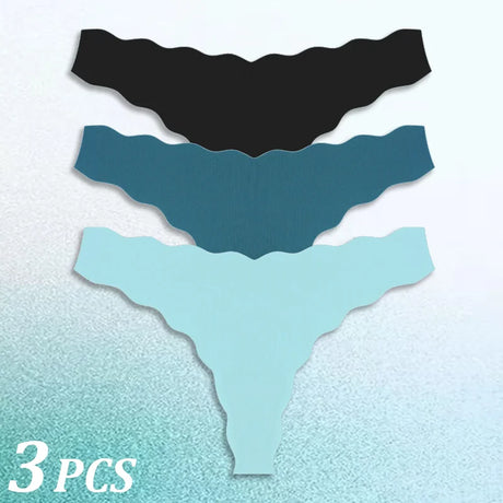 3PCS Women Seamless Panties Wavy Design Ultra-thin Panties Women Ice Silk Underwear Sexy Panty Low Waist G-string Female Solid