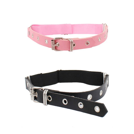 Cosplay Gothic Thigh Many Ring Hole Hollow Garter Women Rock Sexy Elastic Leather Belt Leg Punk Goth Thigh Garter