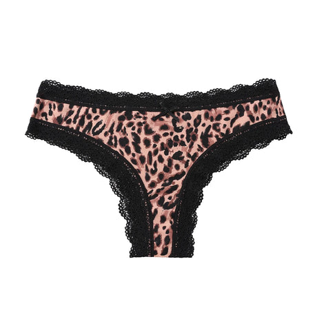 BZEL Women's Lace Floral Thongs Sexy Leopard Breathable Panties Low Waist G-String Female Fashion Underwear Cozy T-Back Lingerie