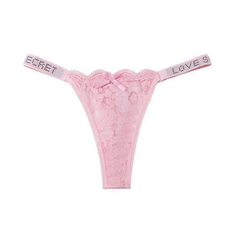 Lingerie Crystal Lace Flower Panties Cotton Crotch Embroidery Seamless Thong Underpants Low-waist Bikini Underwear Women Gifts