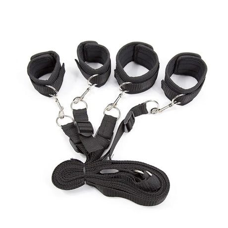 BDSM Bondage Set Adult Sex Game Handcuff Ankle Restraints Sextoy Couple Slave Sex Products Erotic Bed Strap System SM Soft Cuffs