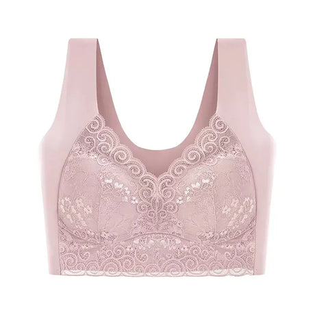 WomenBeautiful Back Bra Large Size Fat Mm Bra Gathered and Traceless Thin Cotton Strapless Underwear Without Steel Ring Vest